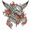 red flames on throat tattoo design idea