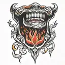 red flames on throat tattoo design idea