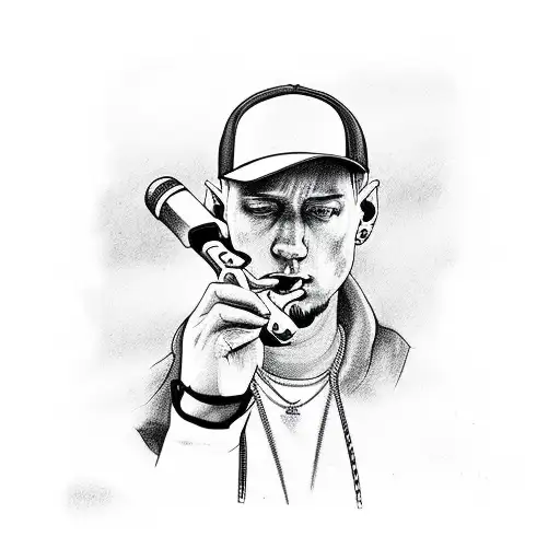 eminem with microphone  tattoo design idea