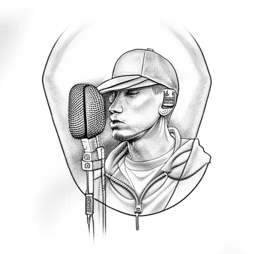 eminem with microphone  tattoo design idea