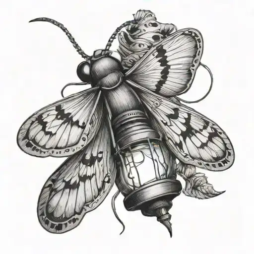 moth with a lantern on its abdomen tattoo design idea