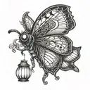 moth with a lantern on its abdomen tattoo design idea