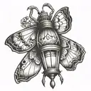moth with a lantern on its abdomen tattoo design idea