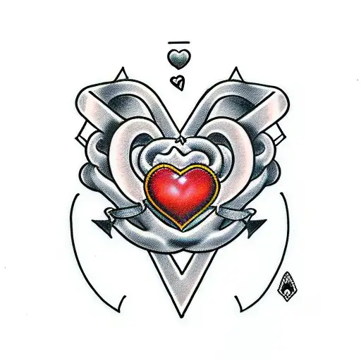 RJ with a red heart between the R&J with 01/08/1994 under tattoo design idea