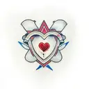 RJ with a red heart between the R&J with 01/08/1994 under tattoo design idea