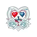 RJ with a red heart between the R&J with 01/08/1994 under tattoo design idea