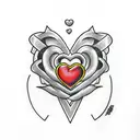 RJ with a red heart between the R&J with 01/08/1994 under tattoo design idea