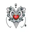 RJ with a red heart between the R&J with 01/08/1994 under tattoo design idea