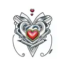 RJ with a red heart between the R&J with 01/08/1994 under tattoo design idea