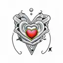 RJ with a red heart between the R&J with 01/08/1994 under tattoo design idea