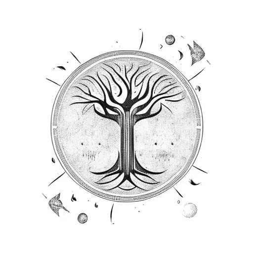Tree of Life gemini zodiak sign tattoo design idea