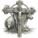 shepherd's staff and rod but where the rod is the perpendicular line in a biblical cross tattoo design idea