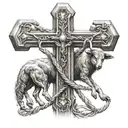 shepherd's staff and rod but where the rod is the perpendicular line in a biblical cross tattoo design idea