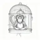 monkey inside a bird cage tattoo design idea