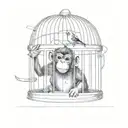 monkey inside a bird cage tattoo design idea