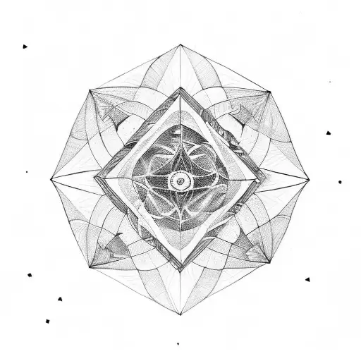 Black and white Metatron's cube tattoo design idea
