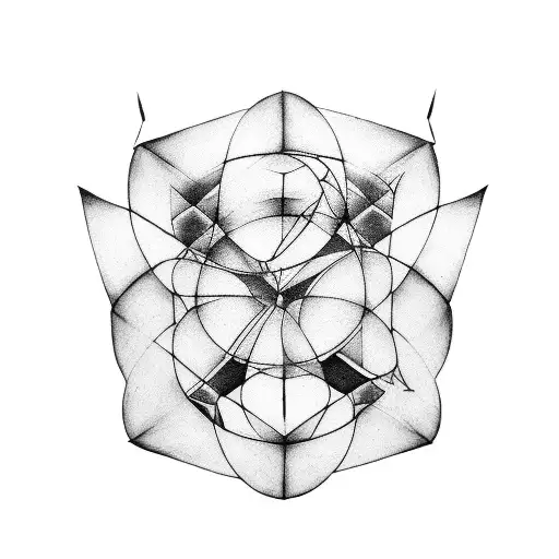 Black and white Metatron's cube tattoo design idea