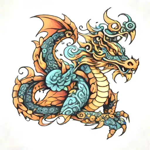 feminine dragon spiritual protector tattoo design idea