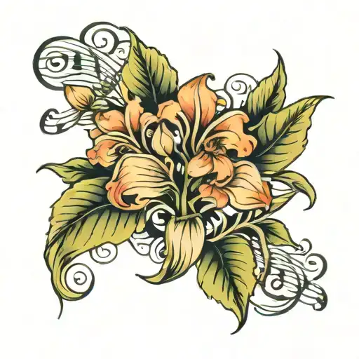 hyacint with music notes tattoo design idea