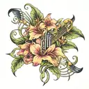 hyacint with music notes tattoo design idea