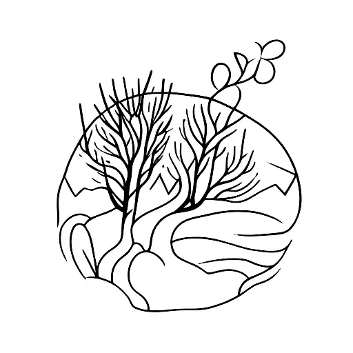 Minimalist "Forest" Tattoo Idea BlackInk AI