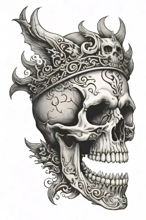 skull open mouth tattoo design idea