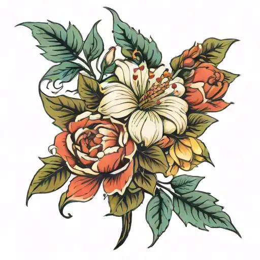march april july august august september october october december december december birth flower bouquet  tattoo design idea