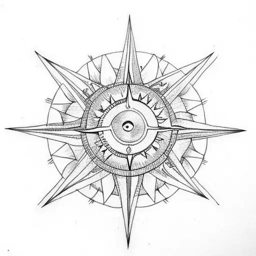 Sun moon star compass wiccan tarot simple and small tattoo design idea