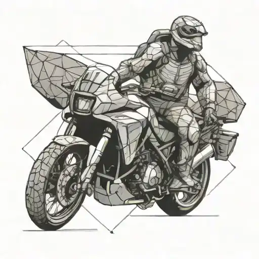 turtle riding on a Africa twin motorcycle towards you tattoo design idea