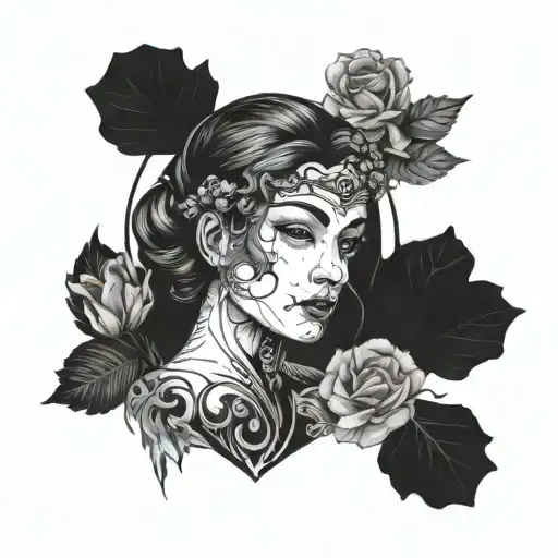 minerva beautiful face tattoo design idea