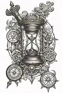 broken hourglass with compass and anchor. tattoo design idea