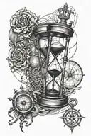 broken hourglass with compass and anchor. tattoo design idea