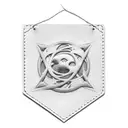 Rectangular leather label with side seams, hanging with a string on one side. inside the label it says: momomomomo tattoo design idea