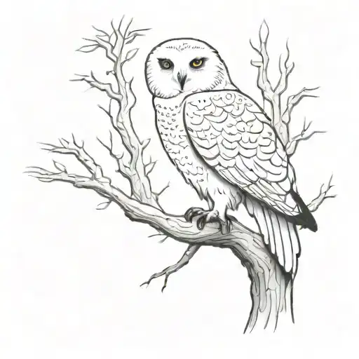 Hedwig in a tree tattoo design idea