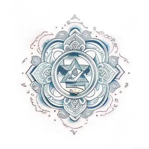 Mandala sea Mountain tattoo design idea