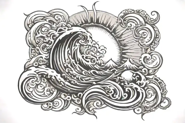infinite loop wave sun Kailani tattoo design idea