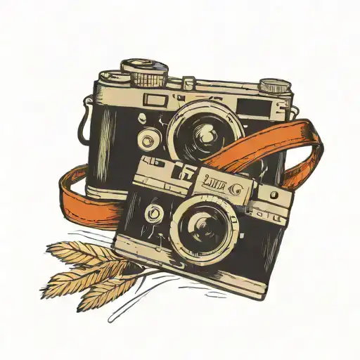 Image of clapperboard and camera in 35 mm film tattoo design idea