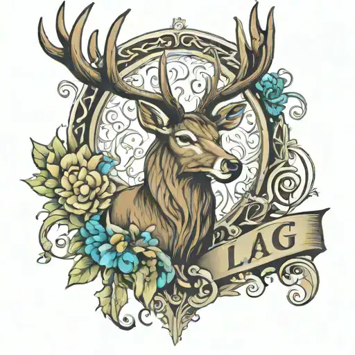 create tattoo images of a stag using the letters LLG  tattoo design idea