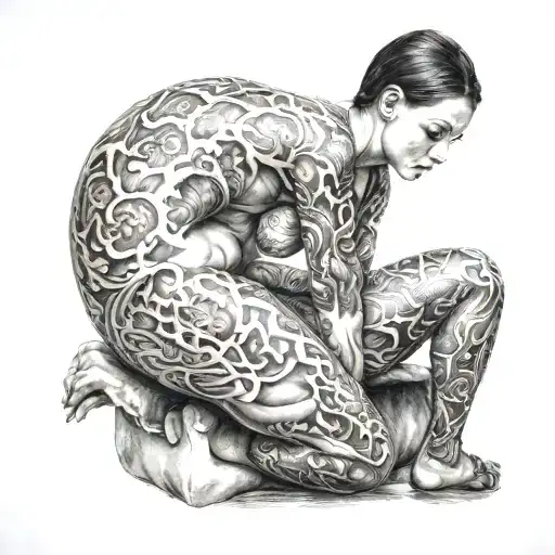 girl showing anus tattoo design idea