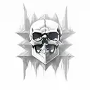 Metallica skull with the text " take a look to the sky just before you die, its the last time you Will" tattoo design idea