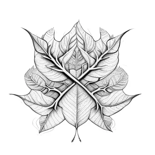 Branches of symmetrical leaves tattoo design idea