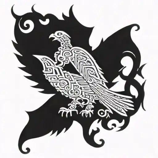 heraldic symbol decorated with turkish mythological symbols tattoo design idea