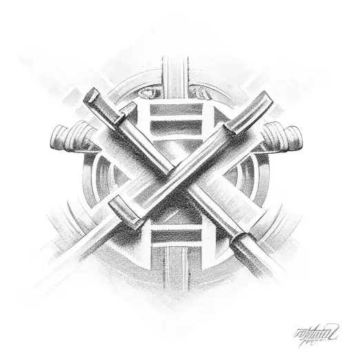 A barbell intertwined with a Christian cross tattoo design idea