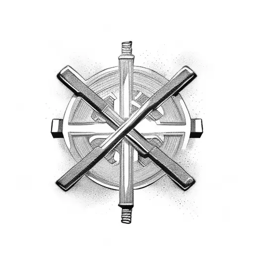 christian cross with barbell on the horizontal line  tattoo design idea
