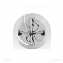 christian cross with barbell on the horizontal line  tattoo design idea