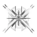 christian cross with barbell on the horizontal line  tattoo design idea