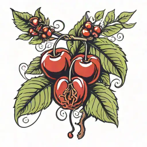 cherries and name Emmanuel  tattoo design idea