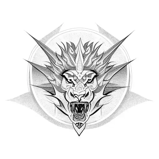 dragon with a lion tattoo design idea