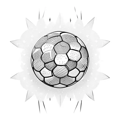 balon de futbol con flores el rededor y detalles de estrellas tattoo design idea