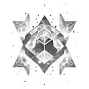 Incorporate cybernetic elements into a galaxy scene representing the darkness of space tattoo design idea